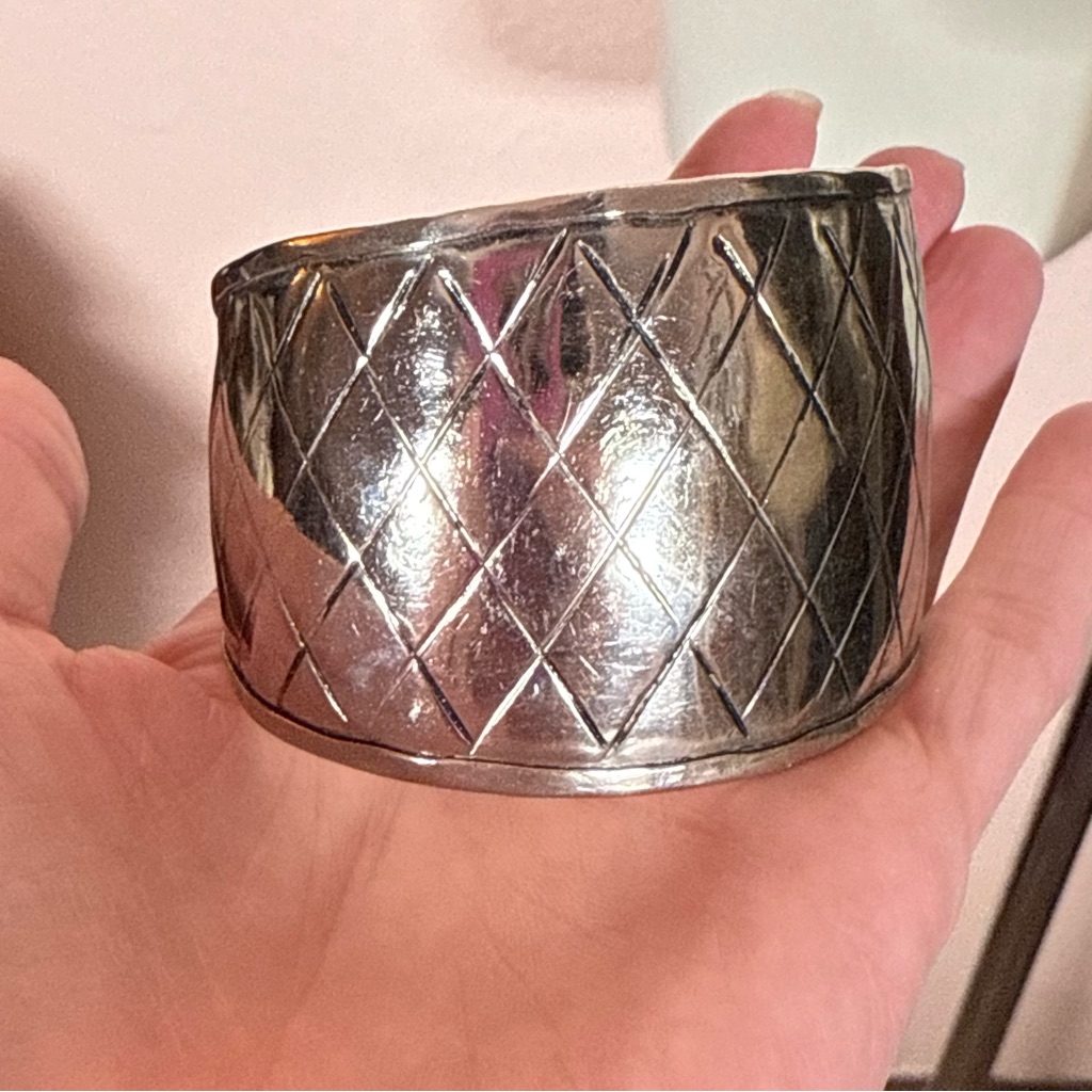 Vintage Sterling Silver Native American Handmade Minimalist Wide Cuff Bracelet